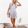 Clothing * | Elan-001 The Beach Club Tiered Babydoll Dress Denim All Clothing