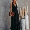 Clothing * | Stru-001 Just Restocked Formal Introduction Ruffle Tiered Maxi Dress Black