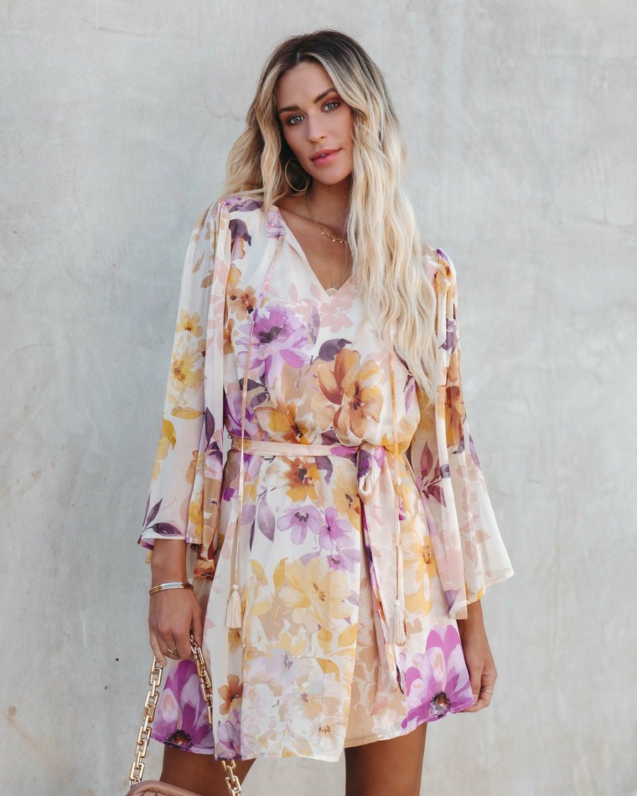 Clothing * | Salt-001 Damaya Floral Chiffon Tassel Dress Photoshoot Ready