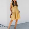 Clothing * | Prom-001 Daytime Playtime Cotton + Linen Pocketed Dress Mustard Bold Babe