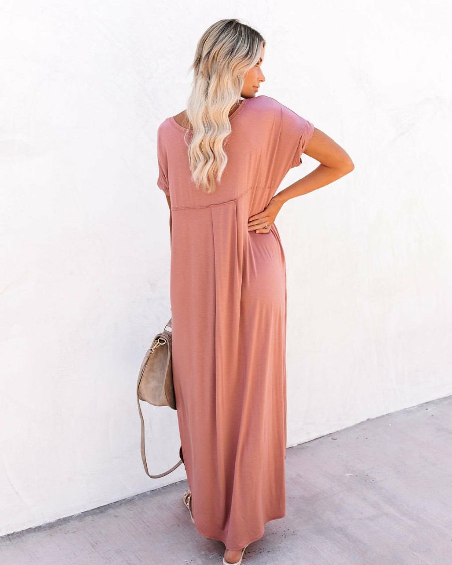 Clothing * | Vani-001 All Clothing Farmers Market Pocketed Modal Maxi Dress Marsala