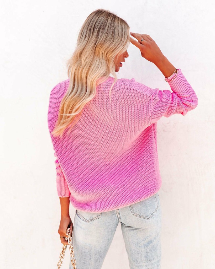 Clothing * | Oliv-001 Cozy Summer Cotton Pocketed Cardigan Bubblegum Pink The Weekly Drop