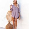 Clothing * | Flaw-001 Kennedy Cotton Pocketed Button Down Tunic Lavender All Clothing