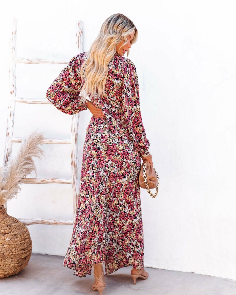 Clothing * | Dee-001 On Pace Floral Twist Front Maxi Dress Final Sale Dresses