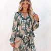 Clothing * | On T-001 Ezabella Floral Shimmer Wrap Dress Green Photoshoot Ready