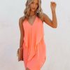 Clothing * | Oliv-001 All Clothing Such A Flirt Halter Ruffle Dress Coral