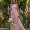 Clothing * | Enc-001 All Clothing Club Tropicana Embroidered Maxi Dress Light Pink Final Sale