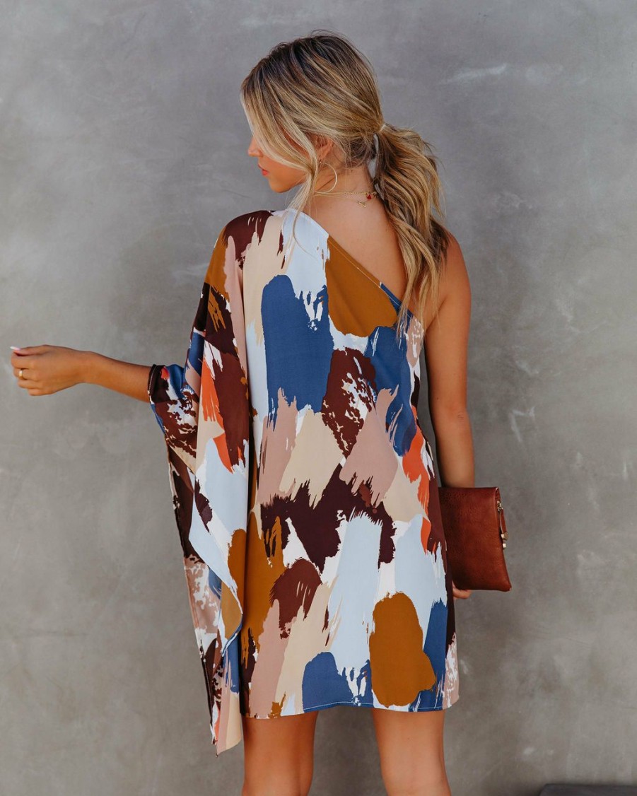 Clothing * | Tych-001 Good Graces Printed One Shoulder Statement Dress Final Sale All Clothing