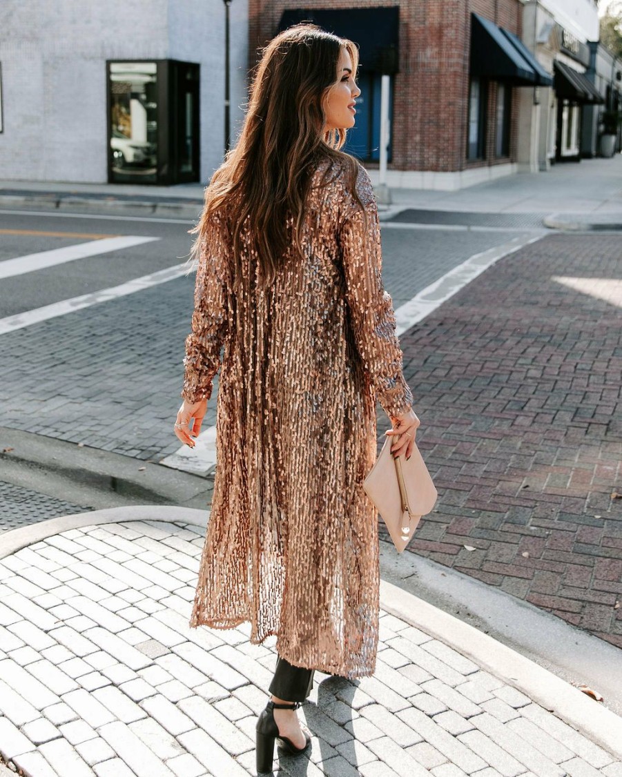 Clothing * | On T-001 Mixer Button Down Sequin Duster Copper Final Sale