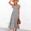 Clothing * | Prom-001 All Clothing Fables Striped Smocked Midi Dress