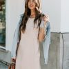 Clothing * | Entr-001 All Clothing Sorrel Pocketed Knit T-Shirt Dress Beige