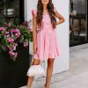 Clothing * | &Mer-001 Verna Cotton Ruffle Babydoll Dress Pink Final Sale All Clothing