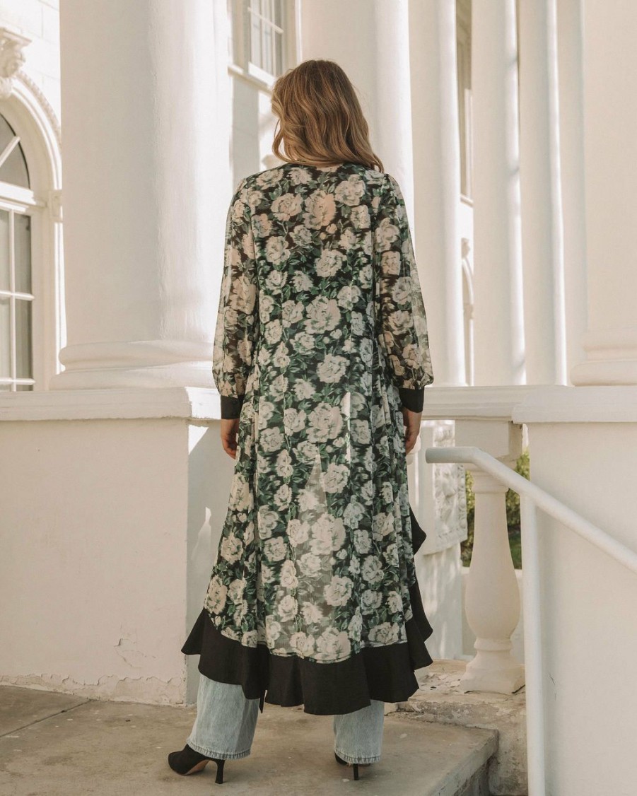 Clothing * | On T-001 Resort Shop Versailles Printed Wrap Duster Final Sale