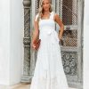 Clothing * | Salt-001 La Paz Smocked Crochet Lace Maxi Dress White