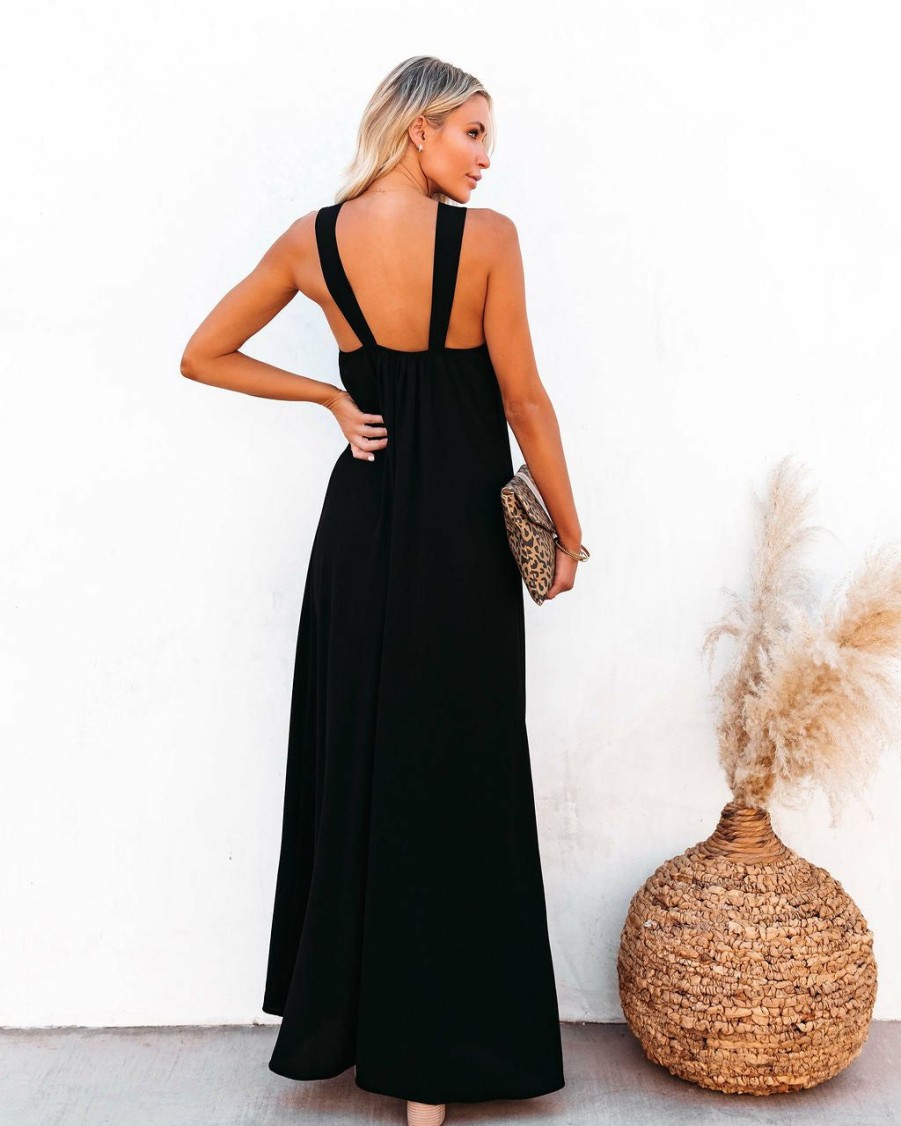 Clothing * | Tych-001 At Twilight Slit Maxi Dress Black Final Sale The Vacation Shop