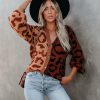 Clothing * | Dee-001 Aurelia Two-Tone Button Front Leopard Cardigan Final Sale All Clothing