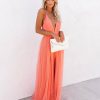 Clothing * | Luxx-001 Petal Dust Maxi Dress Apricot Guest Of Wedding