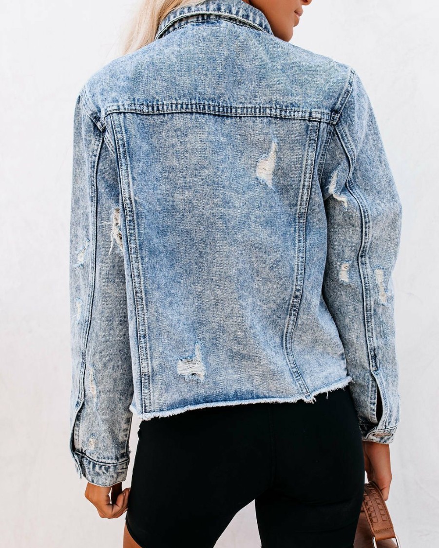 Clothing * | Verv-001 Just Restocked Frankie Distressed Denim Jacket