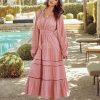 Clothing * | Just-001 Sanibel Swiss Dot Boho Maxi Dress Marsala Final Sale