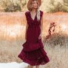 Clothing * | Stor-001 All Clothing Bodhi Tiered Ruffle Maxi Dress Wine