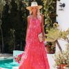 Clothing * | Lush-001 Nini Paisley Print Tiered Maxi Dress Red Pink Americana Babe