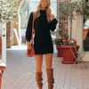 Clothing * | She -001 All Clothing Marcelle Mock Neck Knit Dress Black Final Sale