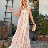 Clothing * | Fate-001 Evelyn Striped Halter Maxi Dress Blush Multi Resort Shop