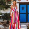 Clothing * | Salt-001 Fiesta To Siesta Crochet Striped Maxi Dress Yellow Orange Multi All Clothing