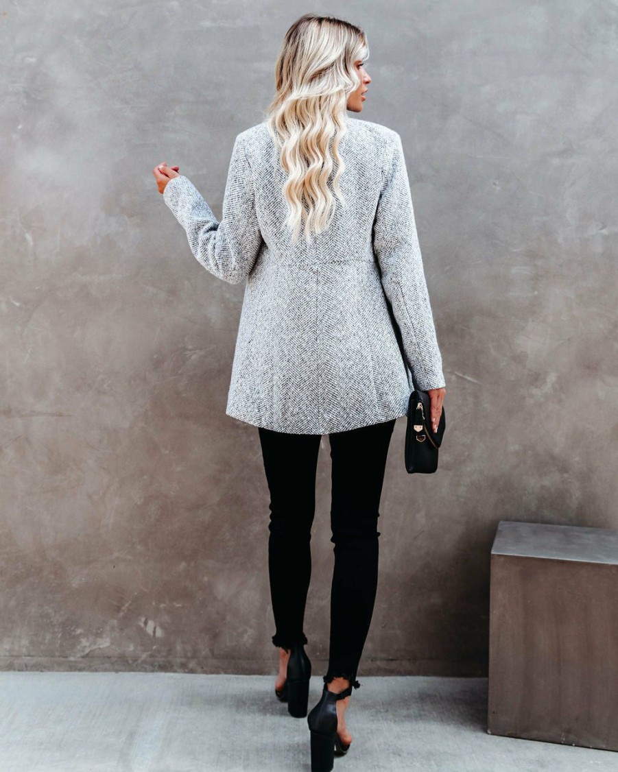 Clothing * | Entr-001 Tayshia Pocketed Coat Heather Grey