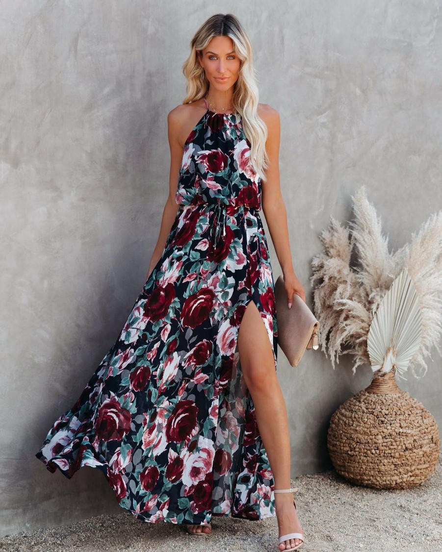 Clothing * | Oliv-001 All Clothing Bloomed Halter Maxi Dress