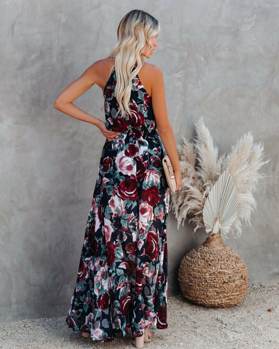 Clothing * | Oliv-001 All Clothing Bloomed Halter Maxi Dress