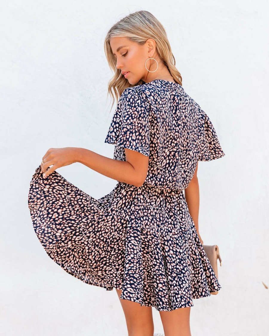 Clothing * | By Together Apparel So Far So Good Leopard Button Down Dress