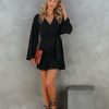 Clothing * | Tych-001 Sequel Bell Sleeve Tie Dress Black All Clothing