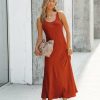 Clothing * | Olia-001 Night To Remember Satin Maxi Dress Rust Final Sale