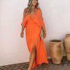 Clothing * | Oliv-001 Korrine Cold Shoulder Maxi Dress Coral Just Restocked