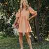 Clothing * | Mabl-001 Marketa Puff Sleeve Babydoll Dress Orange