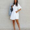 Clothing * | Endl-001 Bride To Be Dodie Cotton Pocketed Puff Sleeve Babydoll Dress White