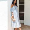 Clothing * | Blue-001 Americana Babe Just A Picnic Smocked Gingham Halter Midi Dress