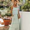 Clothing * | Fate-001 Leighton Pocketed Ruffle Tiered Maxi Dress Misty Jade Photoshoot Ready