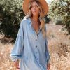 Clothing * | Fate-001 Goldendale Pocketed Chambray Button Down Tunic