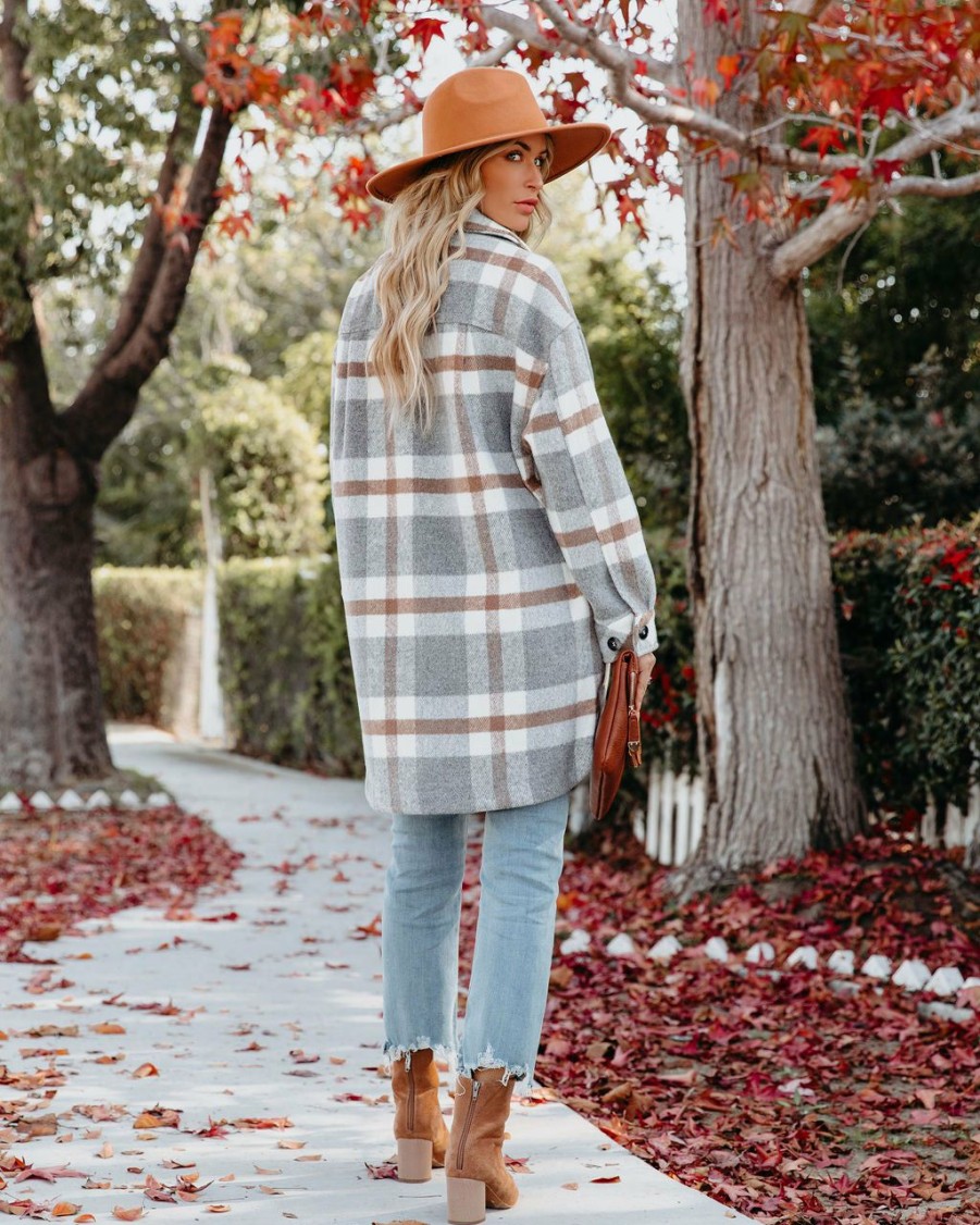 Clothing * | Stor-001 All Clothing Anise Pocketed Plaid Coat Final Sale