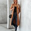 Clothing * | Dee-001 All Clothing Kavi Pocketed Belted Knit Duster Cardigan Camel Final Sale