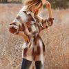 Clothing * | She -001 Pike Pocketed Belted Plaid Shacket Camel Final Sale