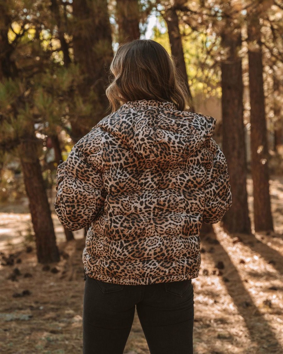 Clothing * | Dee-001 Whistler Pocketed Leopard Hooded Puffer Jacket Final Sale