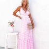 Clothing * | Mabl-001 Guest Of Wedding Adore You Gingham Ruffle Maxi Dress Pink