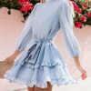 Clothing * | Aeom-001 Krueger Textured Ruffle Dress Powder Blue