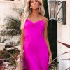 Clothing * | Tych-001 Bold Babe Affair Of The Heart Satin Sash Slip Dress Fuchsia