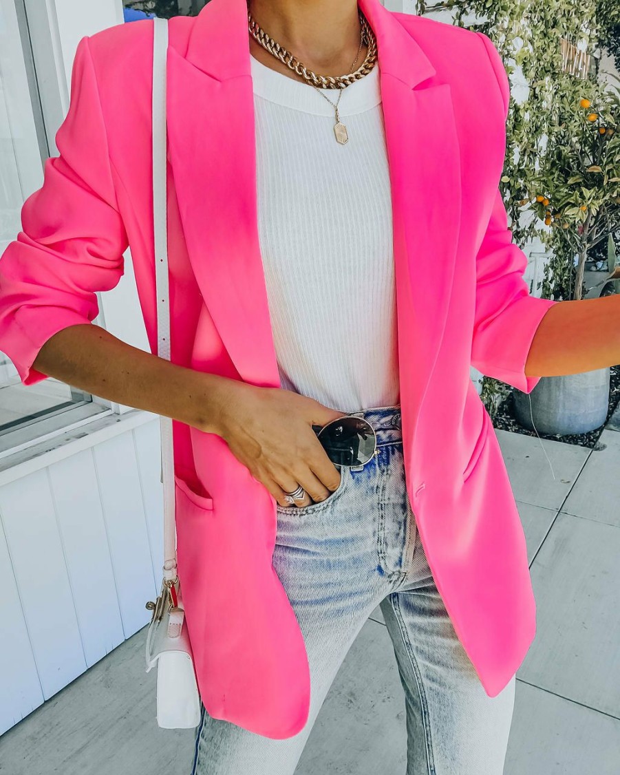 Clothing * | Endl-001 All Clothing Standards Pocketed Blazer Neon Pink