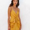 Clothing * | Do+B-001 Zoe Satin Drape Mini Dress Marigold Bold Babe