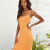 Clothing * | Fate-001 Bold Babe Gleam Ribbed Knit Cutout Dress Orange Final Sale